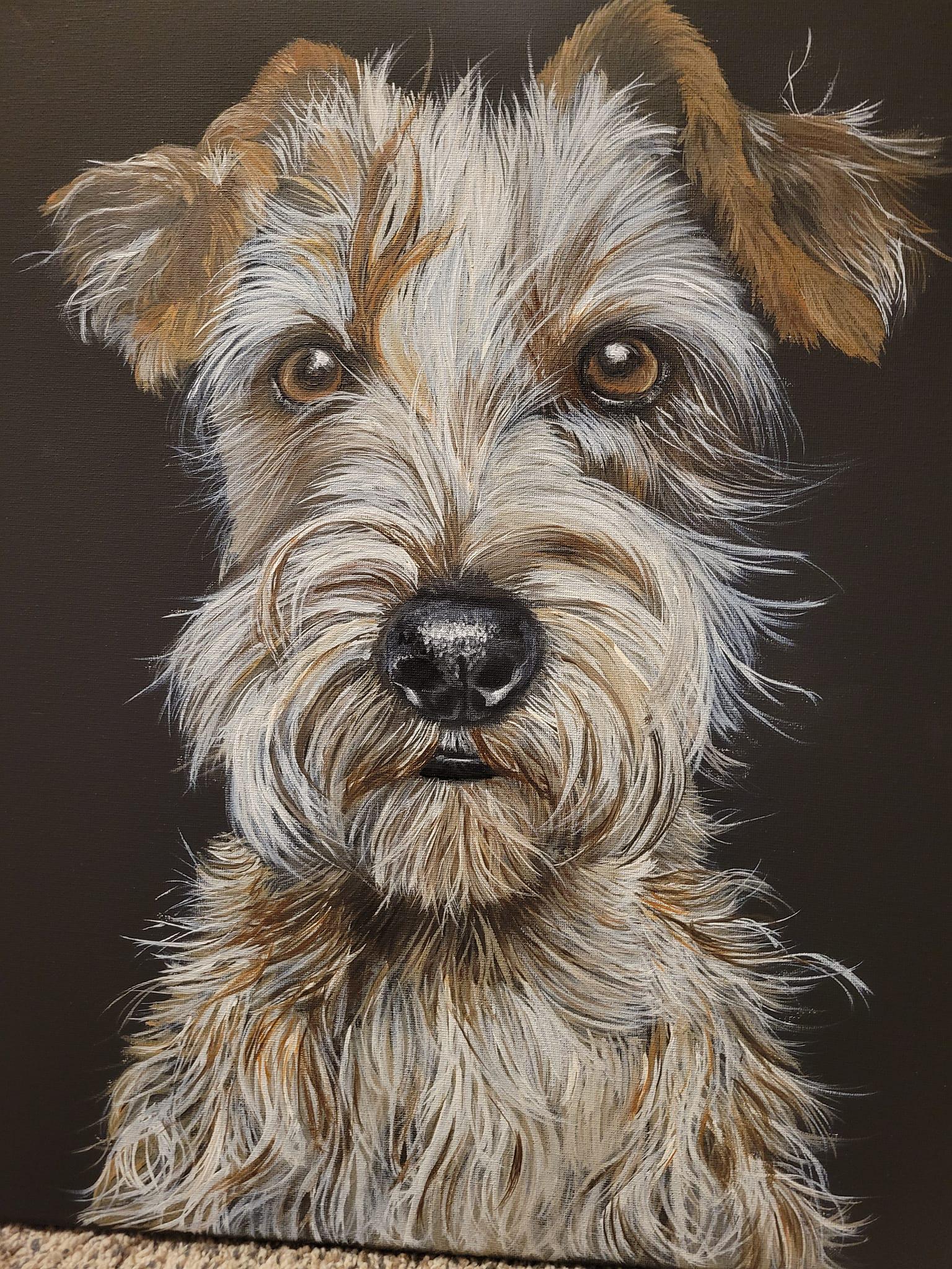 Dog Portrait on Black Canvas