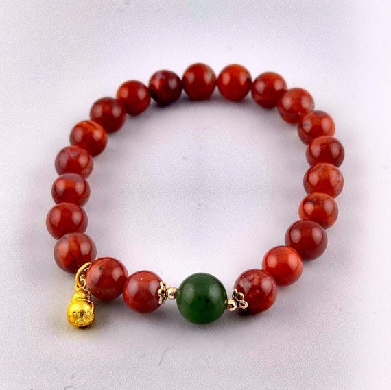 Ox Blood Red Sichuan Nanhong (south Red Agate) Beaded Bracelet