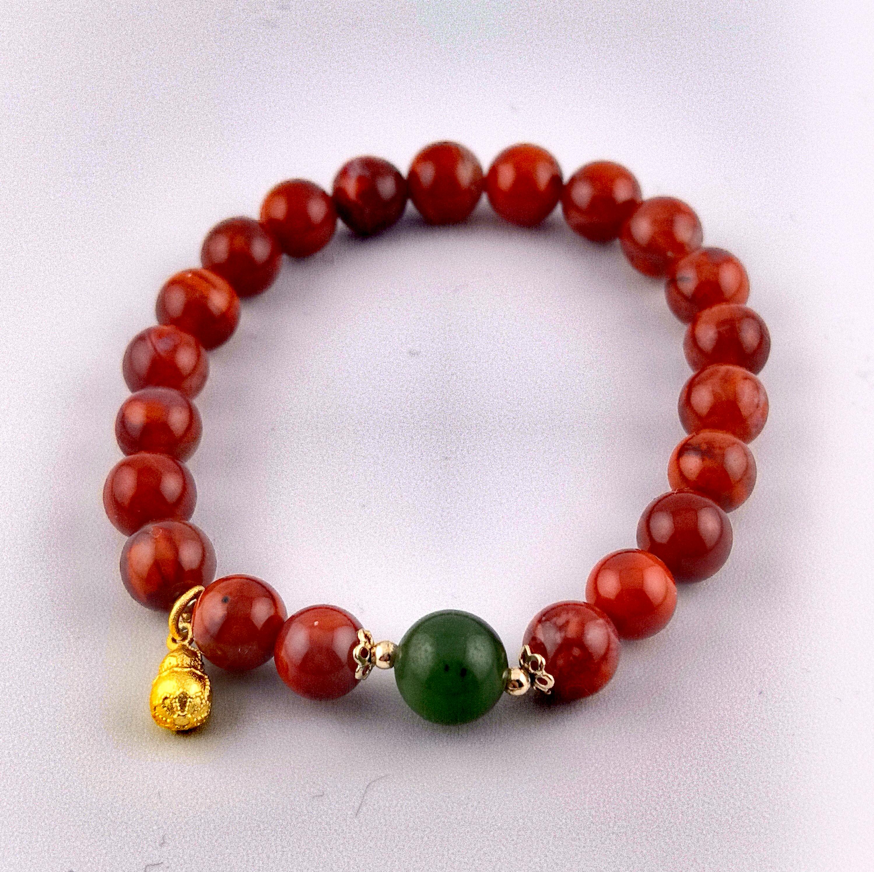 Ox Blood Red Sichuan Nanhong (south Red Agate) Beaded Bracelet