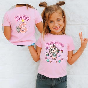 Custom Labubu Birthday Youth T-shirt, Birthday Party shirt For Kid, Cute Gift For Daughter, Back To School Gifts, Cute Cartoon Clothing