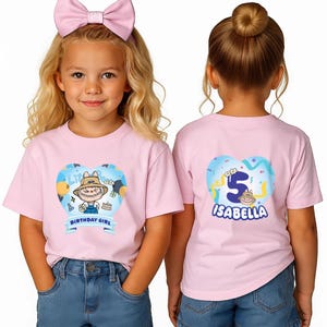 Personalisiertes Labubu Geburtstags-Shirt für Kinder - Niedliches Cartoon-Jugend-T-Shirt, Geschenk für Tochter, Schulanfang-Outfit, Geburtstagsparty-T-Shirt