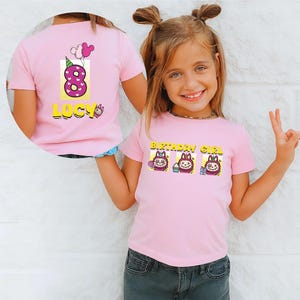 Niedliches Labubu Geburtstags-Shirt für Kinder - individuelles Cartoon-Jugend-T-Shirt, Tochter Geschenkidee, Schulanfang-Outfit, Party-T-Shirt für Mädchen
