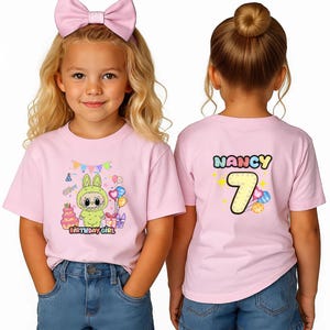 Custom Labubu Birthday Youth T-shirt, Birthday Party shirt For Kid, Cute Gift For Daughter, Back To School Gifts, Bday Girl Clothing