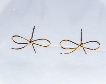 Short Gold Bow Earrings, Dressy Studs, Minimalist Earrings