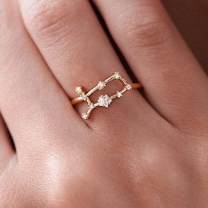 gemini zodiac constellation ring adjustable
