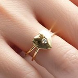 Gold Herz Locket Ring mit Zirkon, Miniatur Herz Locket Statement Ring, sinnvolles Geschenk, One size Ring, Geschenk für Freundin