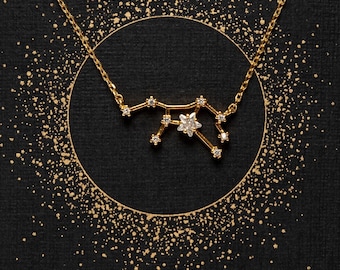 Virgo Zodiac Constellation Necklace with Zircon, Virgo Sign Necklace, Virgo Gift Idea, Astrology jewelry, Bridesmaids Gift