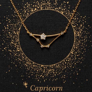 Capricorn Zodiac Constellation Necklace with Zircon, Capricorn Necklace, Capricorn Gift Idea, Astrology jewelry, Bridesmaids Gift