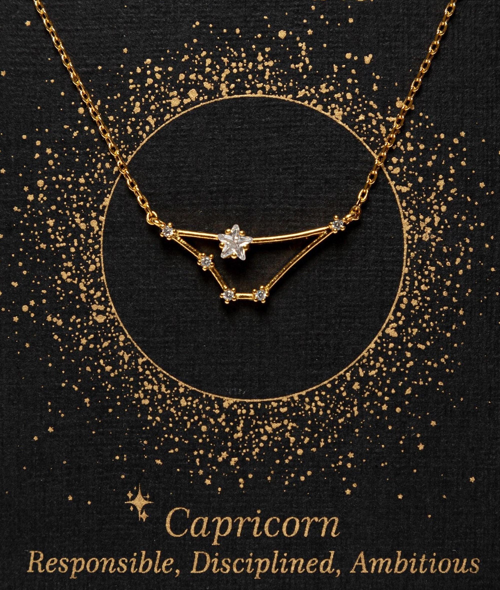 Capricorn Zodiac Constellation Necklace with Zircon, Capricorn Necklace, Capricorn Gift Idea, Astrology jewelry, Bridesmaids Gift