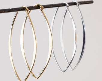 Pendientes de aro marquesa dorados, aros largos plateados llamativos, aros geométricos ligeros, aros informales, regalo para ella