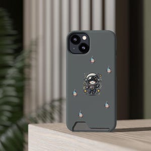 Capa de telefone de astronauta caprichosa com porta-cartões, acessório de telefone fofo com tema espacial, presente cósmico para amantes do espaço, design astro durável,