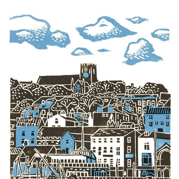 Scarborough No.1 A3 linocut poster-print