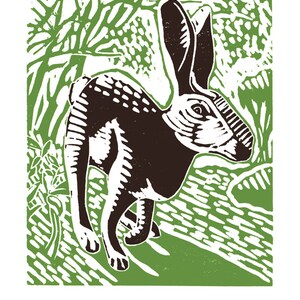 The Black Hare A3 poster print (from a linocut)
