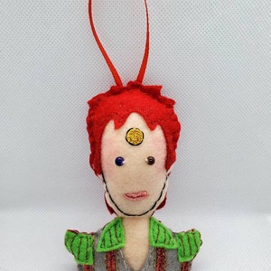David Bowie as Ziggy Stardust, Lime Green Ziggy, handmade felt ornament