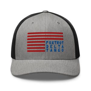 Gorra Foxtrot Delta Tango, gorra de camionero anti-Trump, gorra FDT con bandera estadounidense desgastada