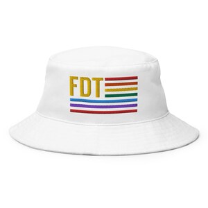 FDT Pride Bucket Hat, Anti-Trump, LGBTQ+ Pride flag embroidered on bucket hat