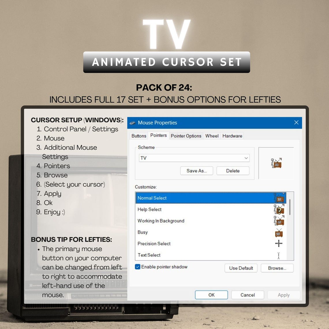 Cursor Setup TV Theme Cursor Pack | Custom Animated Mouse Cursors for Windows PC ...
