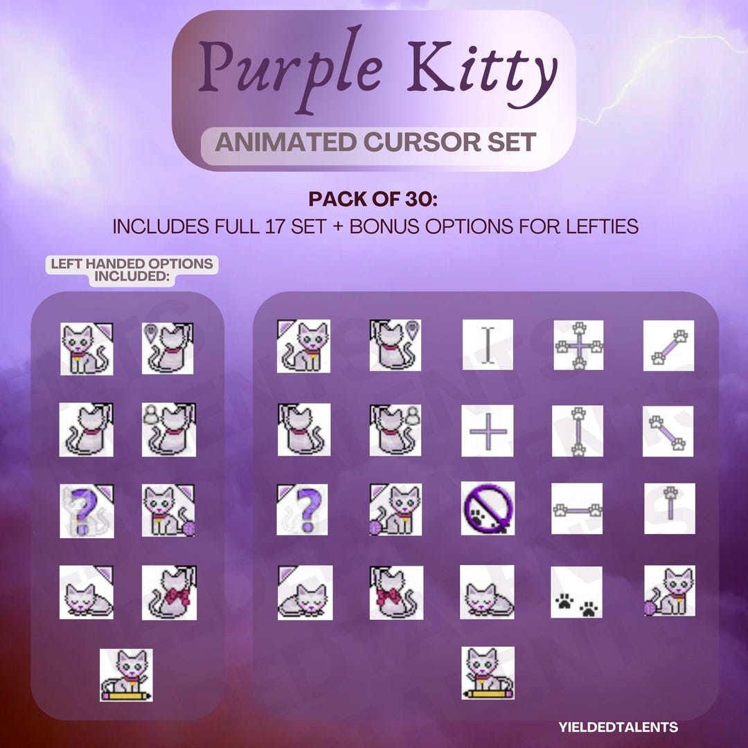 Purple Kitty Theme Cursor Pack | Custom Animated Mouse Cursors for ...