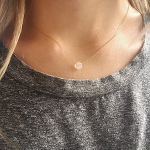 Dainty Moonstone Necklace, Rainbow Moonstone Jewelry, Gemstone Necklace, Simple Gold Necklace image 1