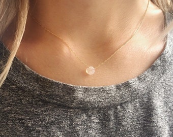 Dainty Moonstone Necklace, Rainbow Moonstone Jewelry, Gemstone Necklace, Simple Gold Necklace