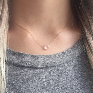 Rose Quartz Necklace, Genuine Rose Quartz Jewelry, Real Rose Quartz Necklaces For Women, Dainty Gold Necklace, Silver Necklace image 1