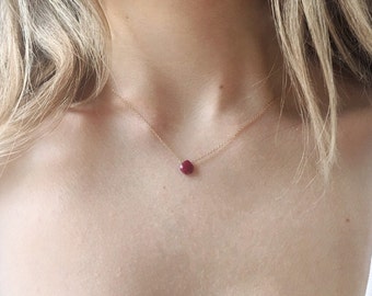 Collier rubis, bijoux de pierre de naissance rubis, collier de pierre de naissance de juillet, cadeau d'anniversaire pour les femmes