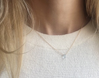 Aquamarine Necklace, Gold Aquamarine Necklace, March Birthstone, Minimalist Necklace