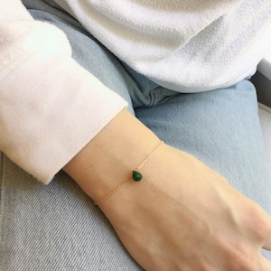 Dainty Emerald Bracelet, May Birthstone Bracelet, Gemstone Bracelet, Chain Bracelet, Simple Gold Bracelet
