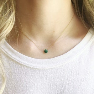 Gold Emerald Necklace, Emerald Jewelry, Genuine Emerald Necklace, Dainty Necklace, May Birthstone Necklace, Minimalist Necklace image 1