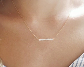 Opal Beaded Necklace, Genuine Opal Necklace, October Birthstone Necklace, White Opal, Gold filled, Rose Gold, Sterling Silver, Gift for Her