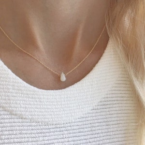 Dainty Opal Necklace, Gold Opal Necklace, White Opal Jewelry, Dainty Gold Necklace, October Birthstone Necklace