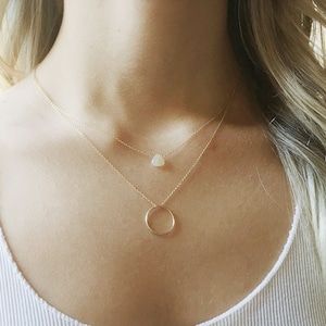 Opal Necklace, Opal Neckalce Gold,  October Birthstone Necklace, Circle Necklace, Birthstone Necklace, Layered Necklace Set