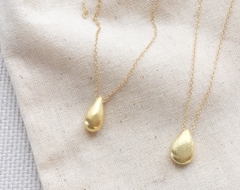 Gold Pendant Necklace, Silver Drop Necklace, Dainty Teardrop Necklace, Simple Gold Necklace