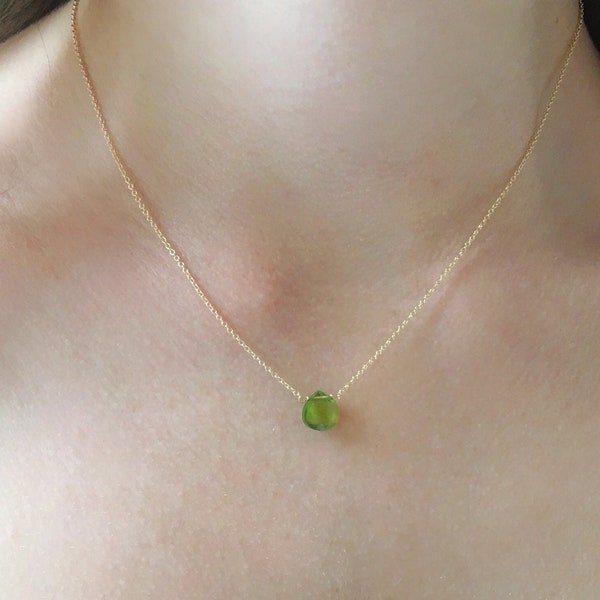 Dainty Peridot Necklace, Geniune Peridot Jewelry,  August Birthstone Necklace in Gold, Rose Gold or Silver, Necklace for Her