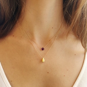Layered Halskette Set, Birthstone Halskette, Layered Halskette, Zierliche Halskette, Layered Gold Halskette