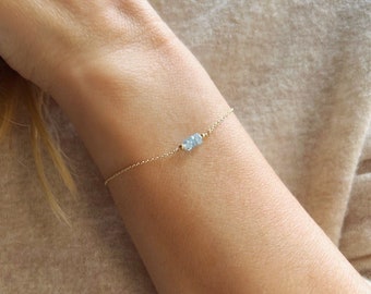 Aquamarine Bracelet, Aquamarine Jewelry, Aquamarine Bracelet for Women, March Birthstone Bracelet, Dainty Gold Bracelet