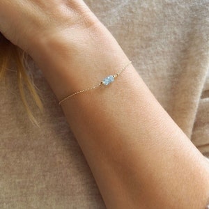 Aquamarine Bracelet, Aquamarine Jewelry, Aquamarine Bracelet for Women, March Birthstone Bracelet, Dainty Gold Bracelet