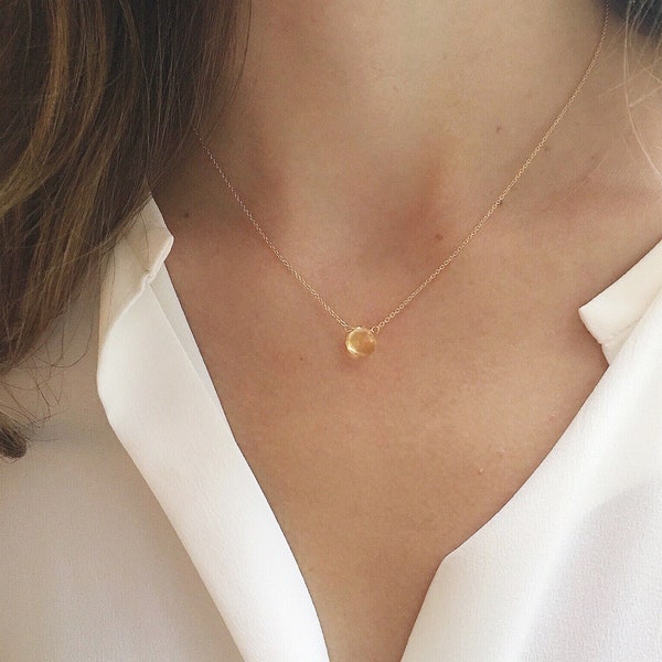 Dainty Citrine Necklace for Women, November Birthstone Necklace, Bridesmaid Gifts, Gift for Her, Minimalist Necklace