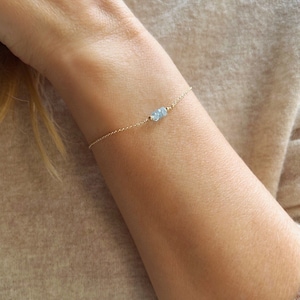 Blue Topaz Bracelet, Blue Topaz Bracelet for Women, Blue Topaz Jewelry, December Birthstone Bracelet, Dainty Gold Bracelet