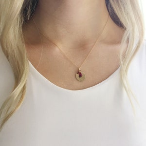 Personalized Ruby Necklace, July Birthstone Necklace,  Gold Initial Ruby Jewelry, Ruby Birthstone Necklace