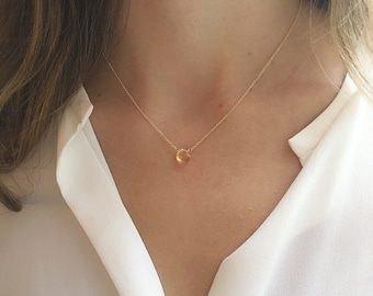 Minimalist Natural Citrine Necklace, Citrine Gold Necklace, Gold Citrine Jewelry, November Birthstone Necklace, Simple Necklace