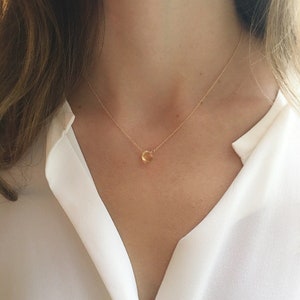 Minimalist Citrine Necklace, November Birthstone Necklace,  Gold Citrine Jewelry, Simple Necklace