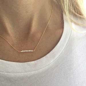 Small Pearl Necklace, Freshwater Pearl Jewelry,  Dainty Gold Necklace, Silver Pearl Necklace