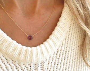 Minimalist Amethyst Jewelry, Amethyst Crystal Necklace, February Birthstone Necklace, Dainty Necklaces for Women
