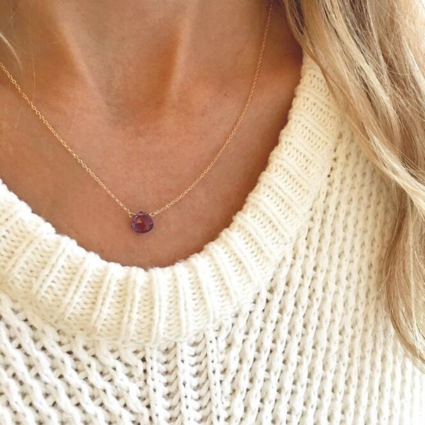 Amethyst Necklace, Dainty Amethyst Jewelry, Amethyst Crystal Necklace, February Birthstone Necklace, Dainty Necklace