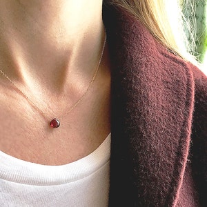 Dainty Garnet Necklace, Minimalist Garnet Jewelry, January Birthstone Necklace image 2