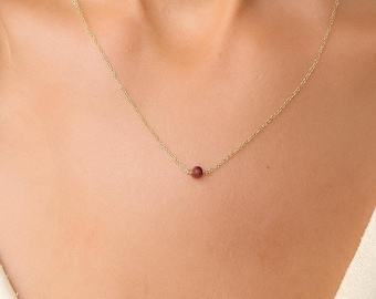 Dainty Ruby Necklace, Genuine July Birthstone, Jewelry, Gold Filled Minimalist Necklace,