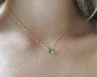 Genuine Peridot Necklace, Dainty Peridot Necklace, August Birthstone Necklace, Peridot Birthstone Jewelry, Teardrop