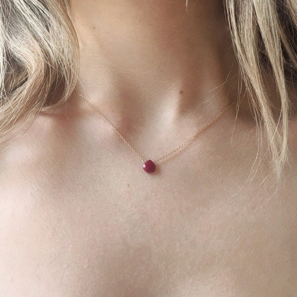 Ruby Necklace, Ruby Birthstone Jewelry, July Birthstone Necklace, Anniversary Gift for Women