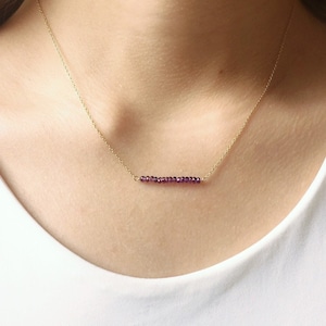 Amethyst Bar Necklace, Genuine Amethyst Necklace, February Birthstone Necklace, Dainty Gemstone Jewelry